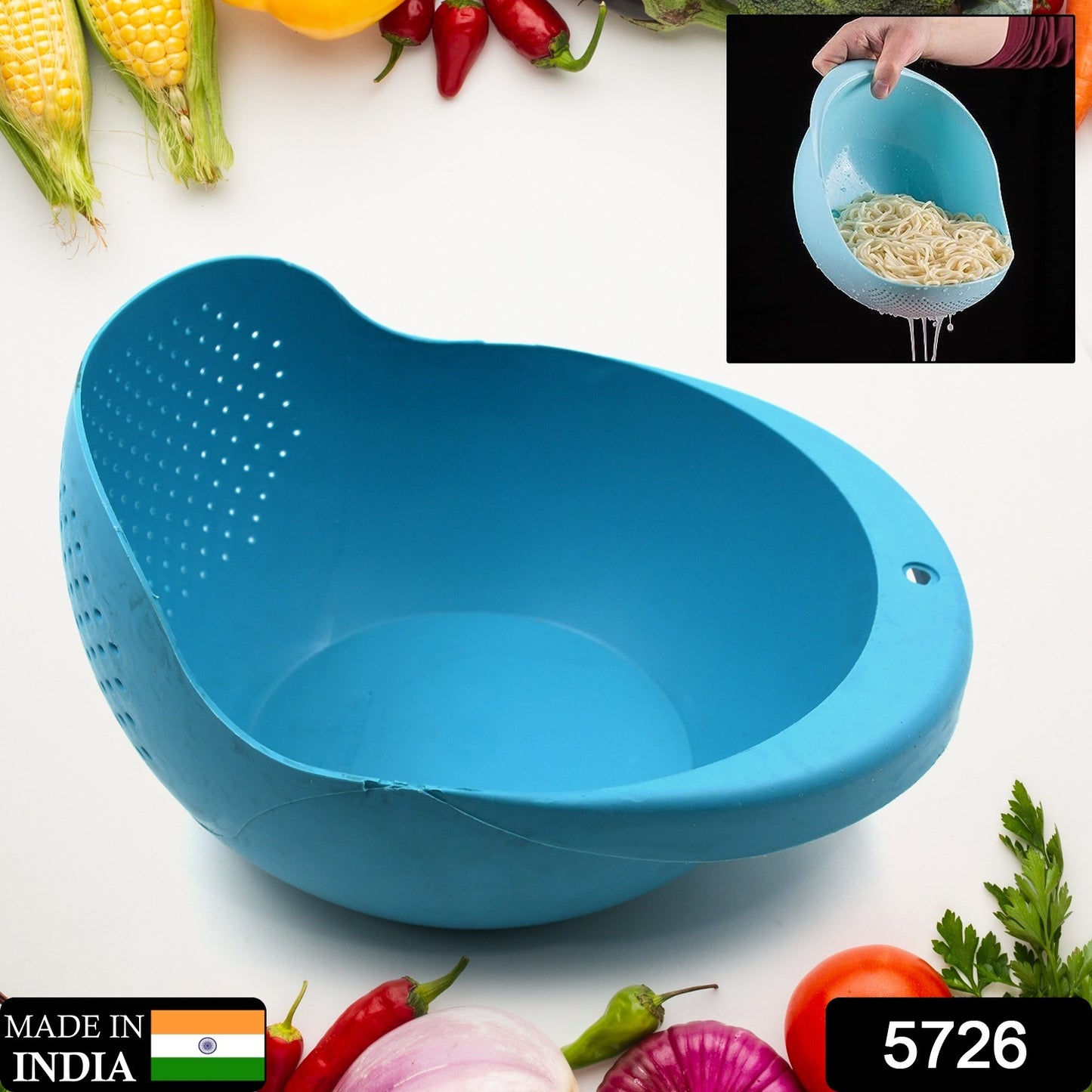 Plastic Rice Bowl  Food Strainer Thick Drain Basket For Rice Vegetable  Fruit Strainer Colander Fruit Basket Pasta Strainer Washing Bowl (1 Pc )