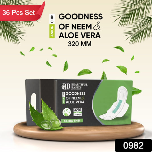 Sanitary Pads For Women With Goodness Of Neem  Aloe Vera  Ultra Thin  Leakage Protection  Ph Balance  With Antibacterial Anion Chip  5x More Absorbance (320 Mm  36 Pads)