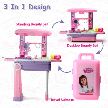 Big Beauty Set Suitcase On Wheel The Ultimate Beauty Set On Wheels For Girls Makeup Kit Is Easy To Clean  Use Portable Beauty Set With 25 Pieces For 3 Years Bis Approved. (Beauty Set Trolley)