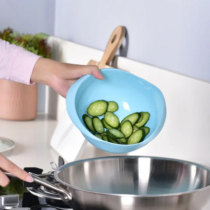 Plastic Rice Bowl  Food Strainer Thick Drain Basket For Rice Vegetable  Fruit Strainer Colander Fruit Basket Pasta Strainer Washing Bowl (1 Pc )