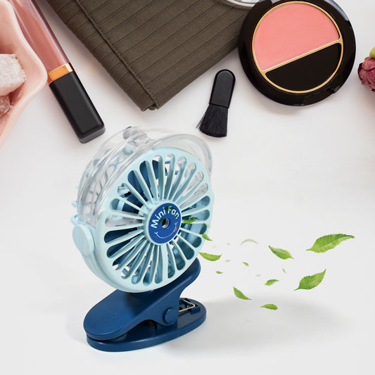 Portable Clip-on Fan Battery Operated With Light  Spray Small Yet Powerful Usb Table Fan 3-speed Quiet Rechargeable Mini Desk Fan 360 Rotation Personal Cooling Fan For Home Office Camping