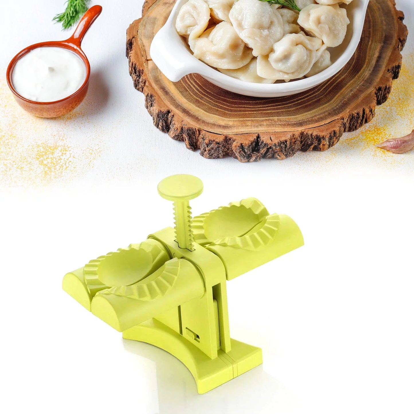 Dumpling Maker Mold double Head Dumpling Mold Wrap Two At A One Timehousehold Dumpling Maker Mouldeasy-tool For Making Dumplingsdumpling Press Mold Kitchen Accessories (Brown Box)
