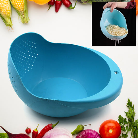 Plastic Rice Bowl  Food Strainer Thick Drain Basket For Rice Vegetable  Fruit Strainer Colander Fruit Basket Pasta Strainer Washing Bowl (1 Pc )