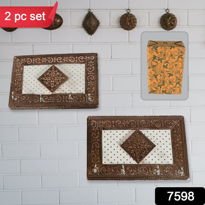Handicraft Meenakari Wooden Keyholder  Wall Hanging Key Holder Style For Your Home Decor  Gift Keys Stand For Entryway Kitchen Office Bedroom Decorative Keys Organizer Keyholder (2 Pc Set)