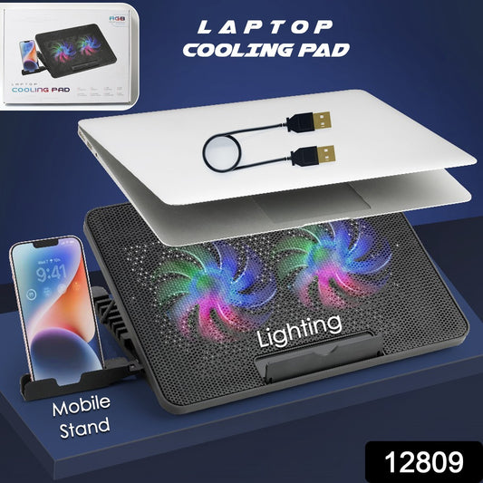 Laptop Cooler Cooling Pad With 2 Quiet Led Fans Dual Usb Ports Portable Ultra Slim Usb Powered 7 Heights Adjustable Laptop Stand For Gaming Laptop