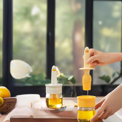 2 In 1 Oil Dispenser Bottle With Silicone Basting Brush (1 Set)