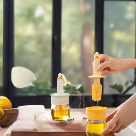 2 In 1 Oil Dispenser Bottle With Silicone Basting Brush (1 Set)