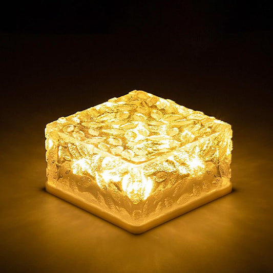 Solar Ice Cube Shaped Garden Light Ice Cube Shaped Garden Warm Light Outdoor Solar Garden Decorative Lights For Walkway Pathway Backyard Christmas Decoration Parties