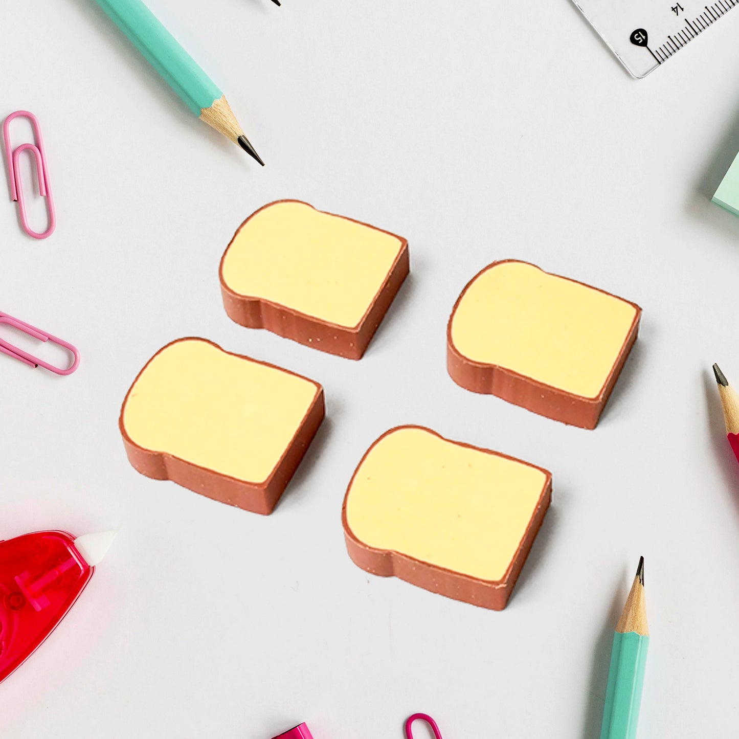3d Toast Bread Shape Eraser For Kids Cartoons Erasers Toast Bread Erasers Bread Shaped Eraser For Students Gift Cute Fun Food Pencil Erasers For School Classroom Stationery For Boys  Girls (4 Pcs Set)