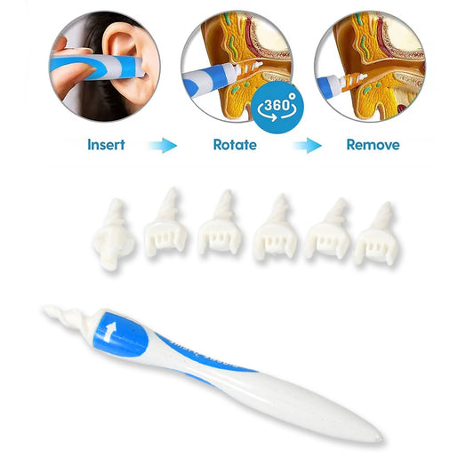 Ear Wax Removal Ear Cleaner Earwax Remover Spiral Soft Silicone Safe Upgraded Smart Earwax Removal Tool Swab Kit With 16 Replacement Tips For Adults  Kids