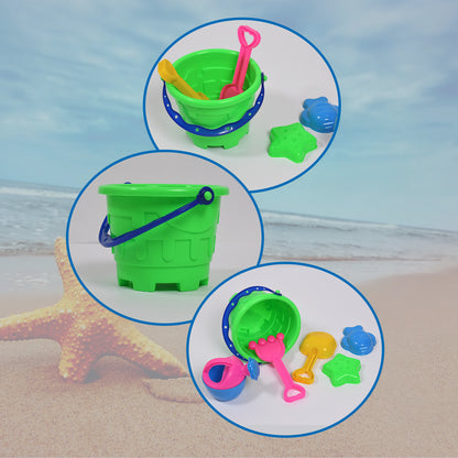 Sand Game Castle Building Plastic Beach Toy Set For Kids Summer Fun Creative Activity Playset Gardening Tool With Accessories  Bucket-pack Of 6 Pcs