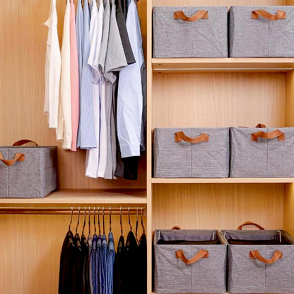 Foldable Storage Box With Lid And Handles Cotton And Linen Storage Bins And Baskets Organizer For Nursery Closet Bedroom Home (45 Cm)