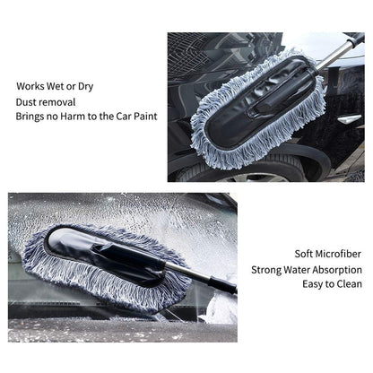 Car Duster Long Retractablesoftnon-sliphandle Multipurpose Microfiber Wash Brush Vehicle Interior And Exterior Cleaning Kit With For Car Boats Or Home