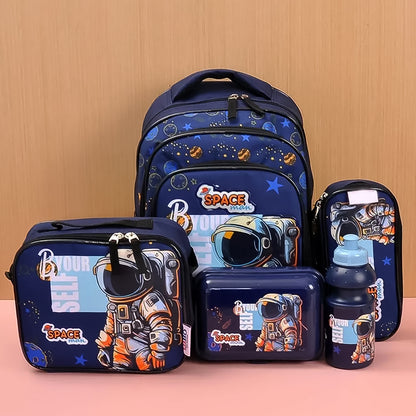5 In 1 School Bag Includes Lunch Bag 14 Inch School Bags Water Bottle  Pencil Case In Box Packing (1 Set  Mix Color))