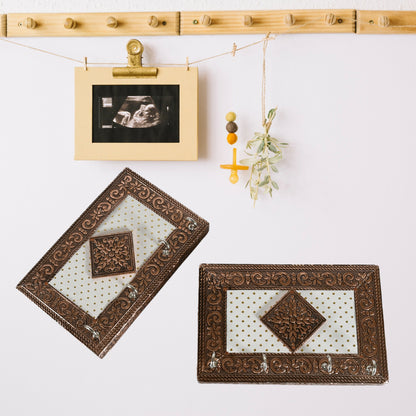 Handicraft Meenakari Wooden Keyholder  Wall Hanging Key Holder Style For Your Home Decor  Gift Keys Stand For Entryway Kitchen Office Bedroom Decorative Keys Organizer Keyholder (2 Pc Set)