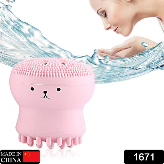 Facial Cleansing Brushes Cute Octopus Shape Silicone Face Scrubber Massager Skincare Tool (1pc)