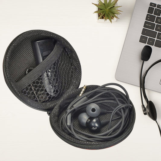 Earphone Carrying Cute Case Round Pocket Pouch For Headphone Data Cable Coins Airpods Pendrive Earphone Case Organizer Perfect Return Gift (Mix Design 1 Pc)