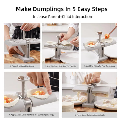 Dumpling Maker Mold double Head Dumpling Mold Wrap Two At A One Timehousehold Dumpling Maker Mouldeasy-tool For Making Dumplingsdumpling Press Mold Kitchen Accessories (Brown Box)