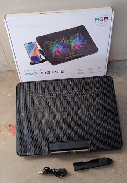 Laptop Cooler Cooling Pad With 2 Quiet Led Fans Dual Usb Ports Portable Ultra Slim Usb Powered 7 Heights Adjustable Laptop Stand For Gaming Laptop