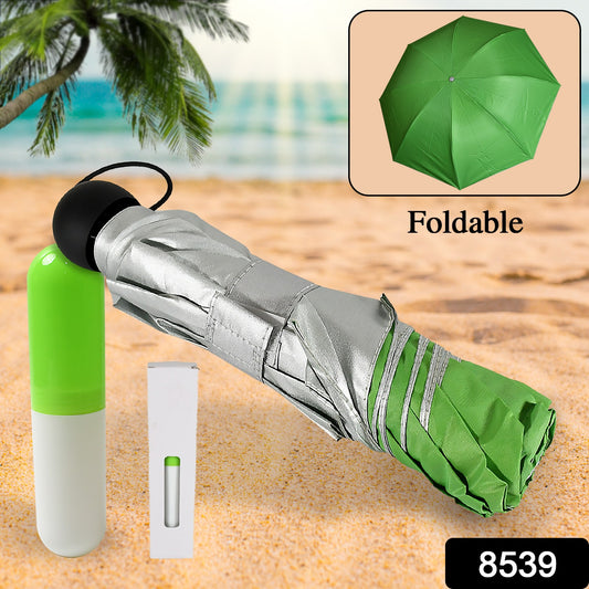 3 Fold Sun Protective Solid Foldable Outdoor Umbrella Portable Sun Uv Protection Lightweight Rain Umbrella With Umbrella Case For Girls Women Men Boys