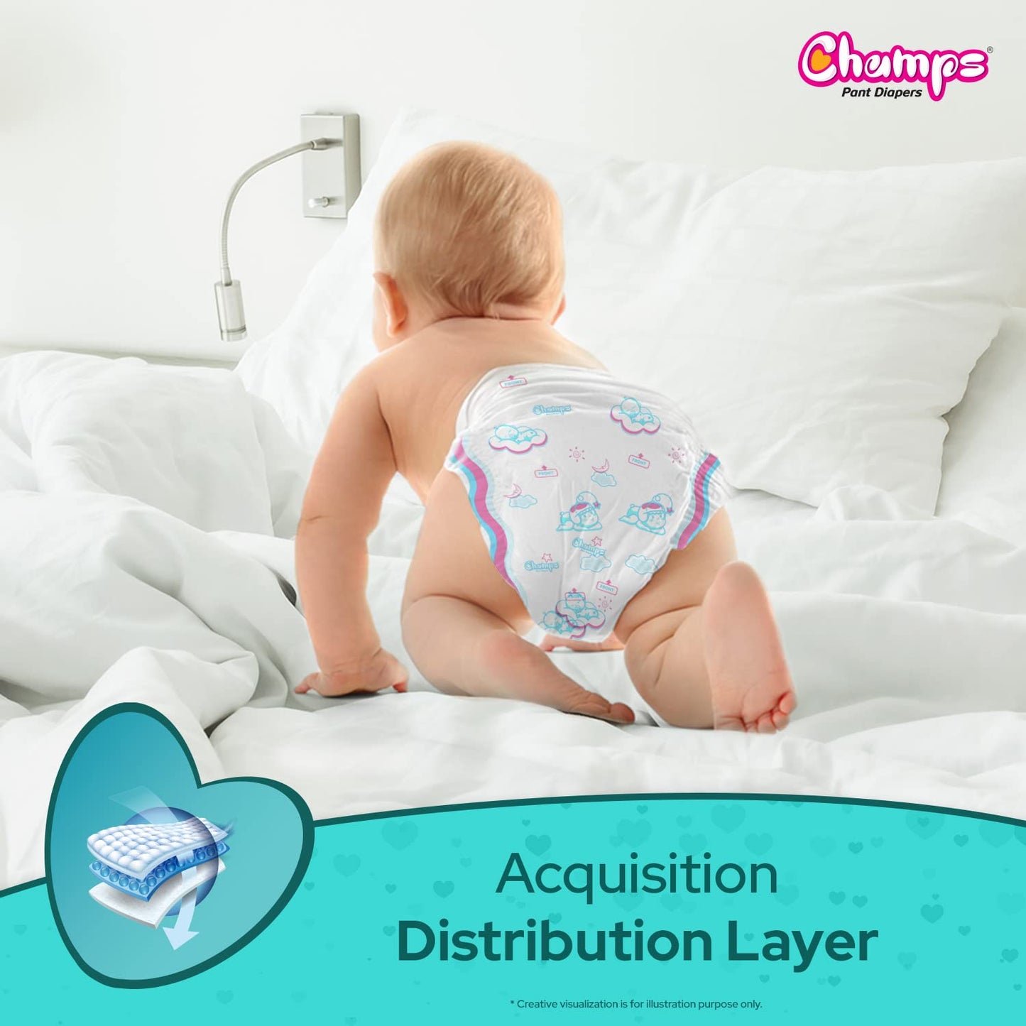 Champs Soft And Dry Baby Diaper Pants  62 Pcs (Large Size)